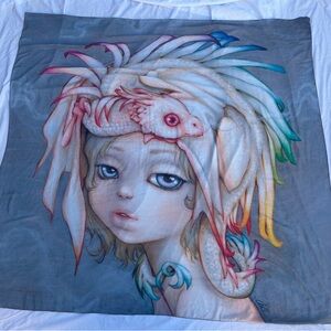 Oversized Scarf with artwork by Camilla d’Errico. Girl with Dragon